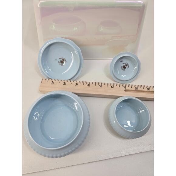 Royal Adderley England Bone China Trinket Boxes Blue with Rose Lid Set of 2 - Picture 7 of 7